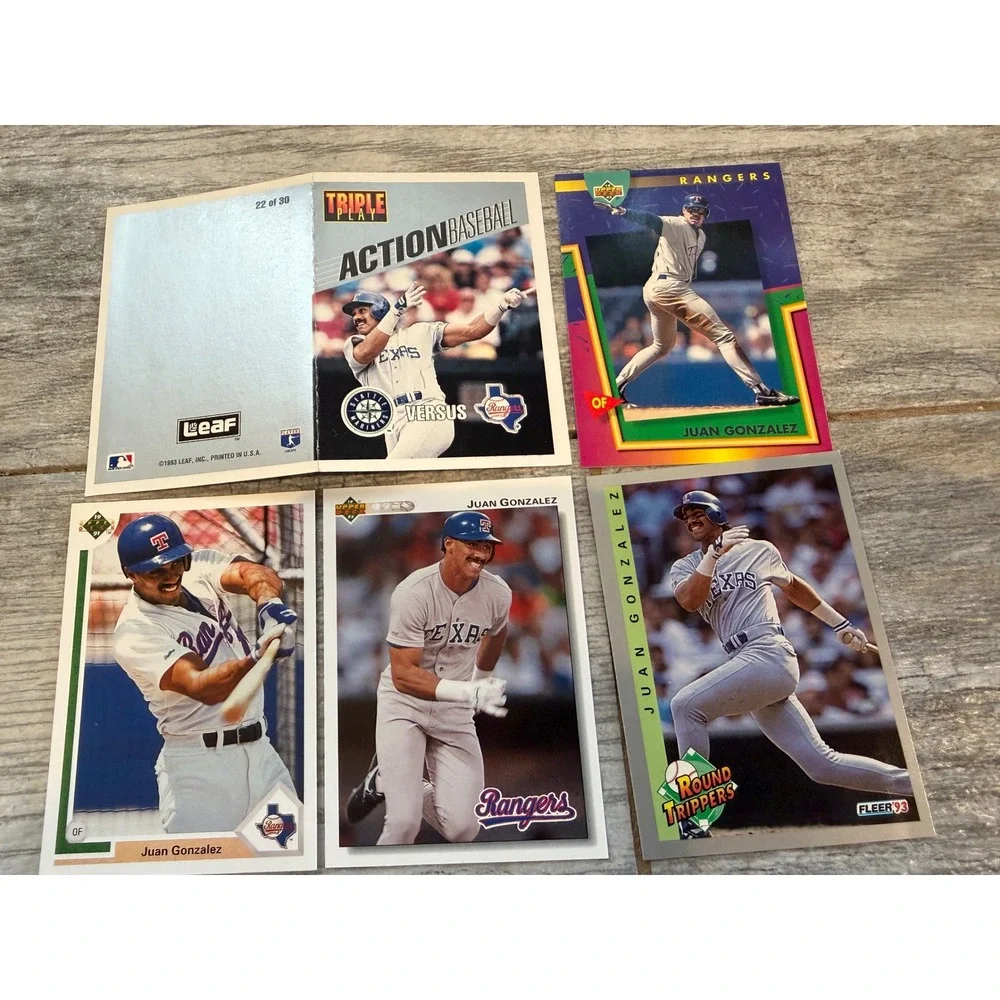 Upper Deck Leaf Juan Gonzalez Baseball Card Lot Texas Rangers 4 pc MLB Fleer